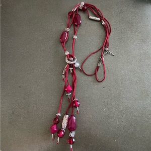 Boho Style Burgundy Long Necklace